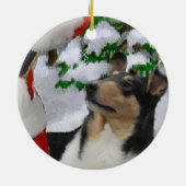 Vloeiend Collie Ornament met kerstcadeaus (Achterkant)