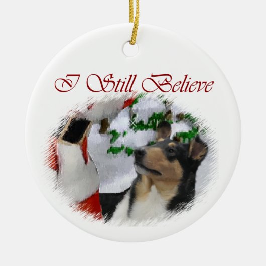 Vloeiend Collie Ornament met kerstcadeaus (Voorkant)