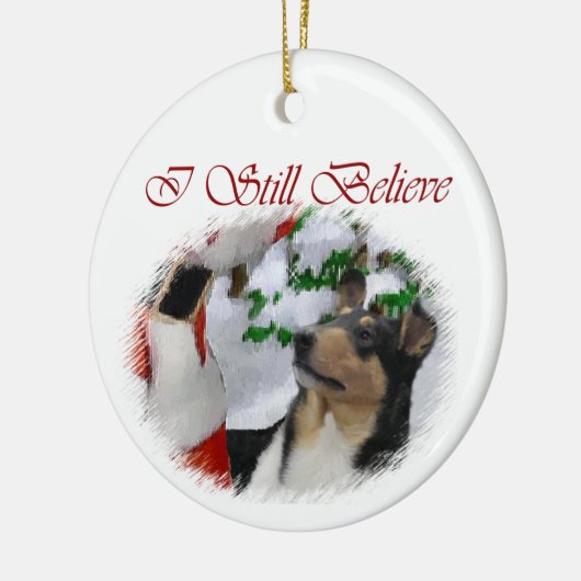 Vloeiend Collie Ornament met kerstcadeaus (Links)