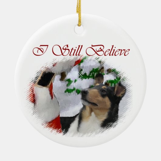 Vloeiend Collie Ornament met kerstcadeaus (Achterkant)