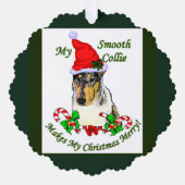 Vloeiend Collie Ornament met kerstcadeaus (Voorkant)