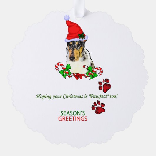 Vloeiend Collie Ornament met kerstcadeaus Kaart (Achterkant)