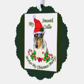 Vloeiend Collie Ornament met kerstcadeaus Kaart (Links)