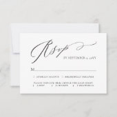 Vloeiend Elegant Script Meal Choice Wedding RSVP Kaartje (Voorkant)