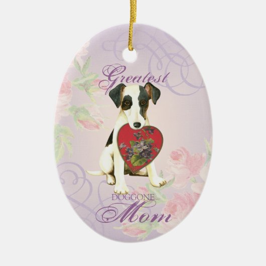 Vloeiend fox terrier Heart Mam Keramisch Ornament (Voorkant)