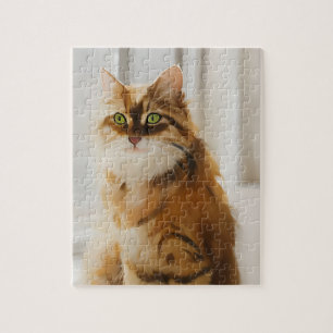 Vloeiend gemberkat in het venster legpuzzel