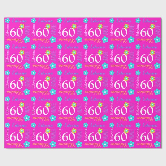 Vloeiend gepersonaliseerd naamtijdperk 60e verjaar cadeaupapier (Vlak)