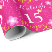 Vloeiend gepersonaliseerde naamleeftijd 15e verjaa cadeaupapier (Rol Hoek)