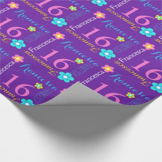 Vloeiend gepersonaliseerde naamleeftijd 16e verjaa cadeaupapier (Hoek)