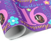 Vloeiend gepersonaliseerde naamleeftijd 16e verjaa cadeaupapier (Rol Hoek)