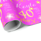 Vloeiend gepersonaliseerde naamleeftijd 40e verjaa cadeaupapier (Rol Hoek)