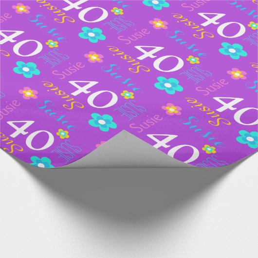 Vloeiend gepersonaliseerde naamleeftijd 40e verjaa cadeaupapier (Hoek)