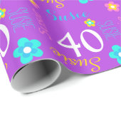 Vloeiend gepersonaliseerde naamleeftijd 40e verjaa cadeaupapier (Rol Hoek)