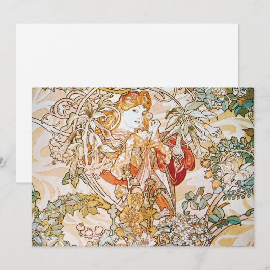 Vloeiend godin Art Nouveau Artwork van Alfonen vee Kaart (Voorkant / Achterkant)