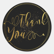 Vloeiend goud en zwart bedankt Etiket