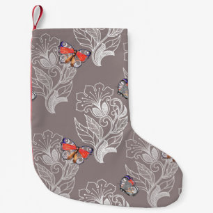 Vloeiend grafisch en vlinder, waterverf, patroon kleine kerstsok