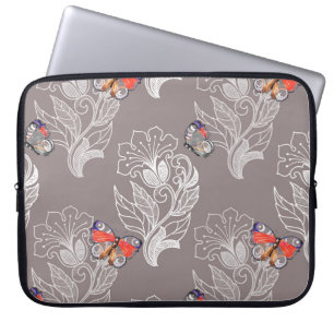 Vloeiend grafisch en vlinder, waterverf, patroon laptop sleeve