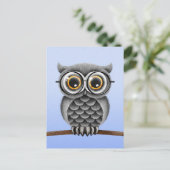 Vloeiend grijs kieuwmeel met bril, lichtblauw briefkaart (Staand voorkant)