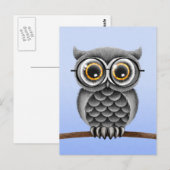 Vloeiend grijs kieuwmeel met bril, lichtblauw briefkaart (Voorkant / Achterkant)