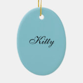 Vloeiend grijze kat op blauwe achtergrond keramisch ornament (Achterkant)