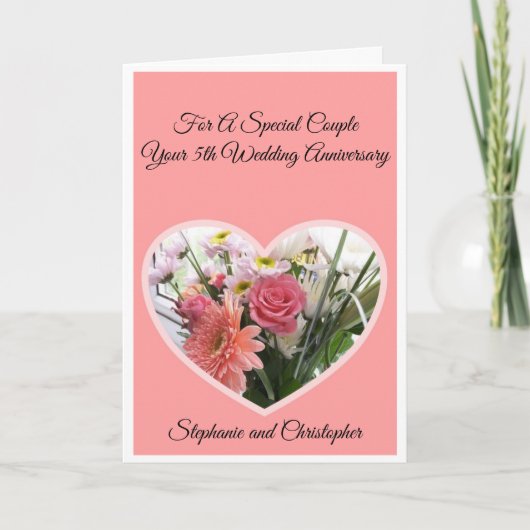 Vloeiend hart Aangepast 5de Jubileum van de Wedden Kaart (Voorkant)