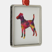 Vloeiend Hondenras van de Fox Terrier Geo Silhouet Metalen Ornament (Rechts)