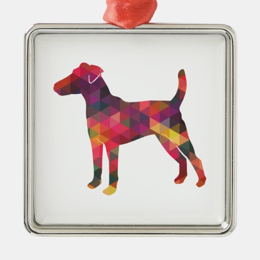 Vloeiend Hondenras van de Fox Terrier Geo Silhouet Metalen Ornament (Voorkant)