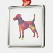 Vloeiend Hondenras van de Fox Terrier Geo Silhouet Metalen Ornament (Links)
