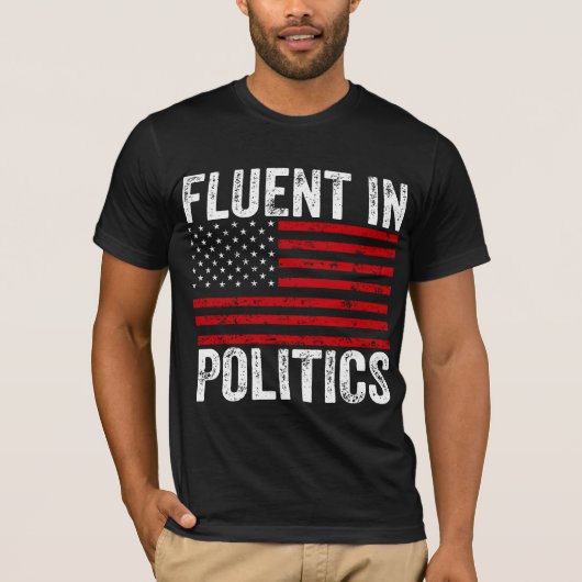 Vloeiend in de politiek t-shirt (Voorkant)