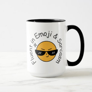 "Vloeiend in emoji en sarcasme" Grappige koffie Mok