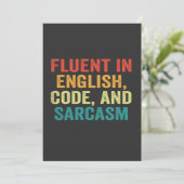 Vloeiend in Engelse code en sarcasme Funny Coderen Kaart (Staand voorkant)
