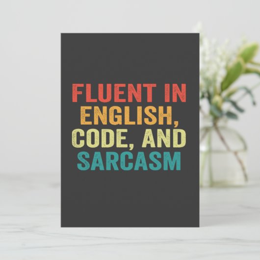 Vloeiend in Engelse code en sarcasme Funny Coding Kaart (Staand voorkant)
