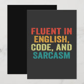 Vloeiend in Engelse code en sarcasme Grappige code Kaart (Voorkant / Achterkant)