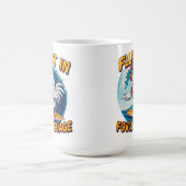 Vloeiend in Fowl Language Rooster Riding The Surf Koffiemok (Center)