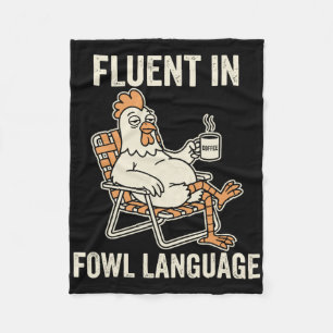 Vloeiend in gevogelte taal Funny Kip Grappig, Plui Fleece Deken