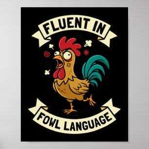 Vloeiend in gevogelte taal Funny Kip Haan Moeder Poster