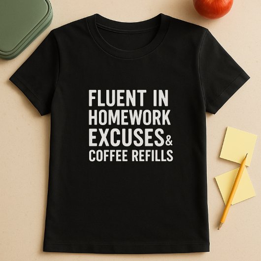 Vloeiend in huiswerk Excuses & Koffie Refills T-shirt
