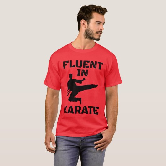 Vloeiend in Karate Grappig Karate T-Shirt (Voorkant volledig)