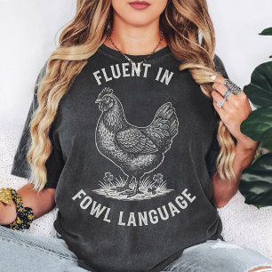 Vloeiend in kippen taal Kip Retro schets T-shirt