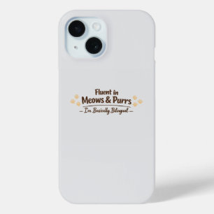 Vloeiend in Miauwen & Spinengeluiden Fun Cat Lover iPhone 15 Case