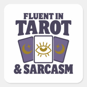 Vloeiend in Tarot Sarcastische Hekserige Humor Quo Vierkante Sticker