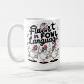 Vloeiend in Vogeltaal Dansende Kippen Koffiemok (Links)