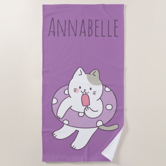Vloeiend Kat personaliseren Strandlaken (Voorkant)