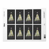Vloeiend kerstboompapier - Cadeau Label Etiket (Full Sheet)