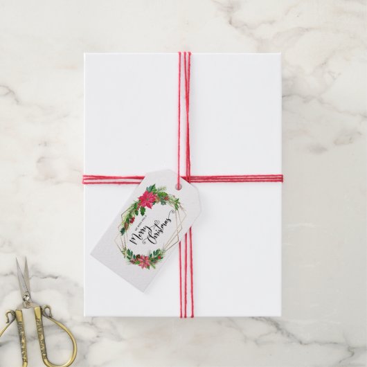 Vloeiend kerstscript, met gouden Lijst Cadeaulabel (Met Touw)