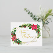 Vloeiend kerstscript, met gouden Lijst Folie Feestdagen Briefkaart (Staand Voorkant)