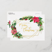 Vloeiend kerstscript, met gouden Lijst Folie Feestdagen Briefkaart (Voorkant / Achterkant)