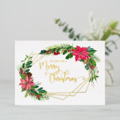 Vloeiend kerstscript, met gouden Lijst Folie Feestdagenkaart (Staand Voorkant)