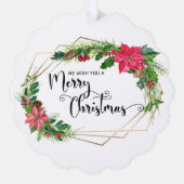 Vloeiend kerstscript, met gouden Lijst Ornament Kaart (Voorkant)