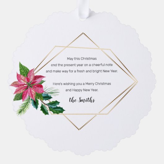 Vloeiend kerstscript, met gouden Lijst Ornament Kaart (Achterkant)